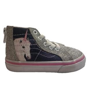Vans Unicorn Glitter High Top Sneakers Girls Size 5 Toddler Pink Silver